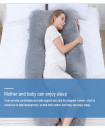 Full Body Pregnancy Pillow Velvet Cover Grey U Shape Maternity Support for Back Hips Legs Belly for Pregnant Women